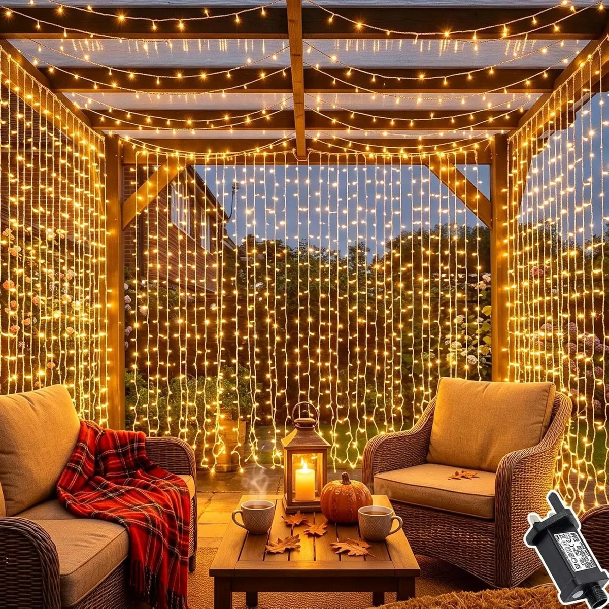 6m X 3m 600led Plug in Curtain Fairy (2 Pack) - Image 1