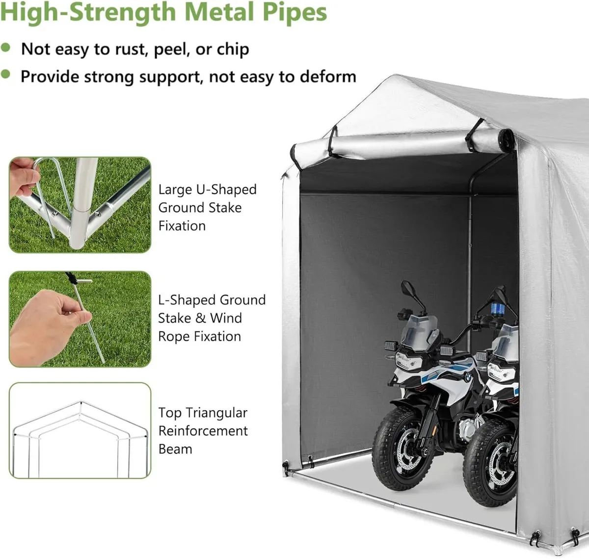 7x5.2FT Garden Storage Shed Waterproof Bike - Image 3