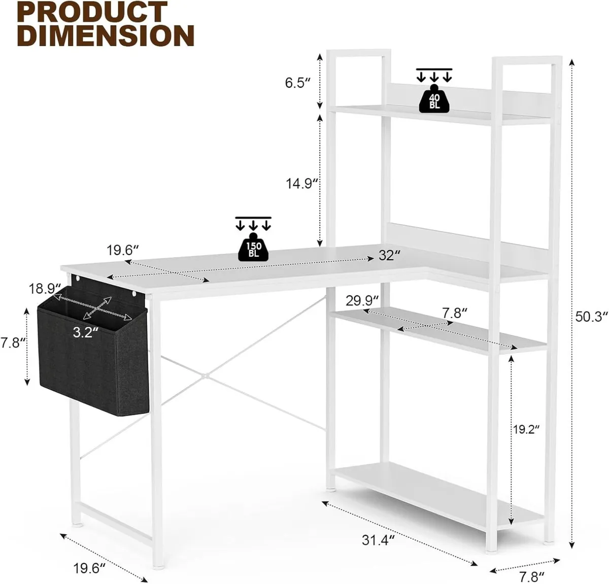 L Shaped Gaming Desk with Reversible - Image 3