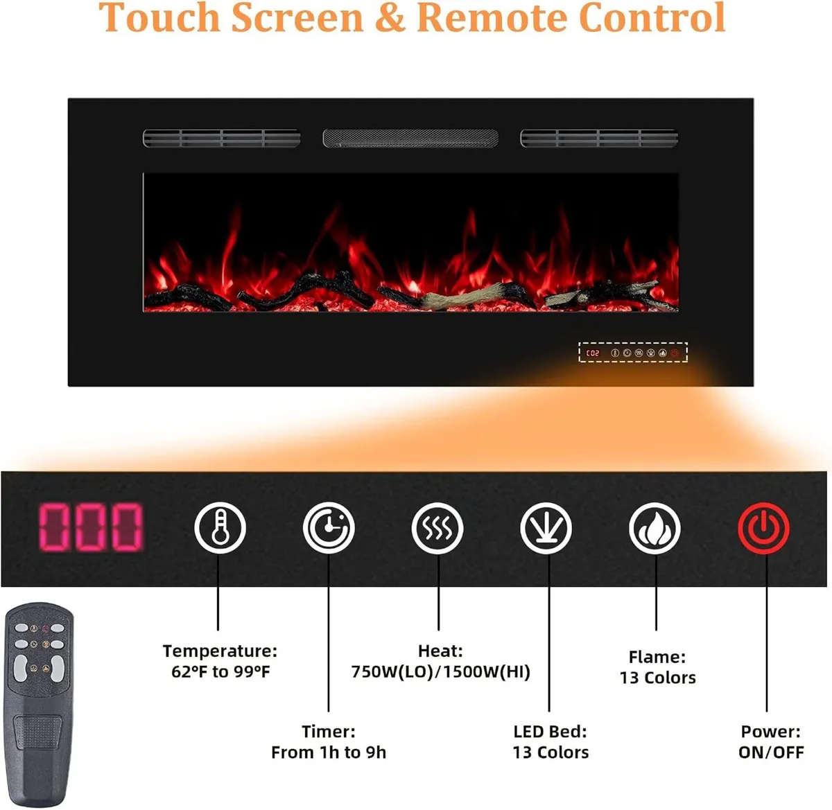 84CM Electric Fireplace Insert Linear Wall - Image 4