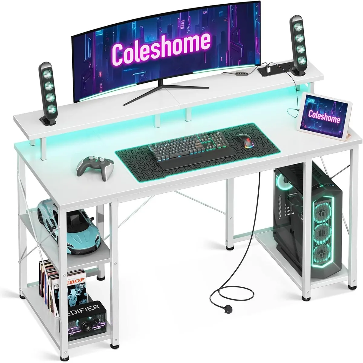 Gaming Desk with LED Lights 120x50CM Carbon - Image 1