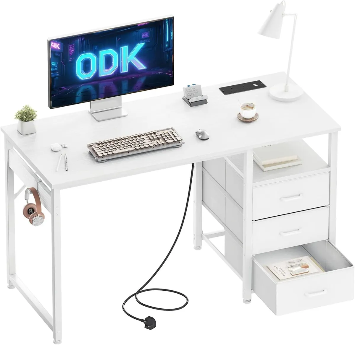 Computer Desk with Drawers Office Sockets - Image 1