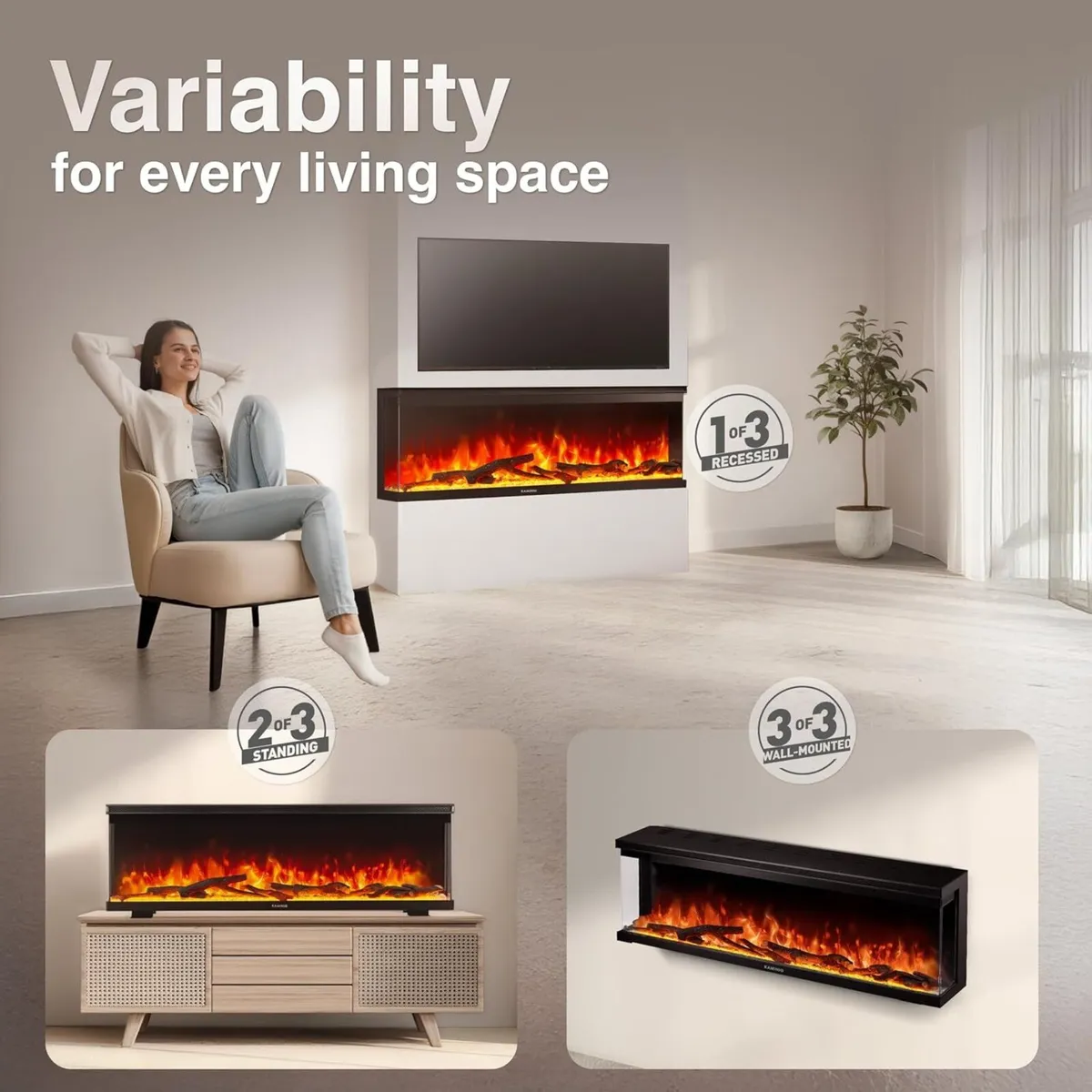 Lea Pro 60 Electric Fire with Heater - Image 2