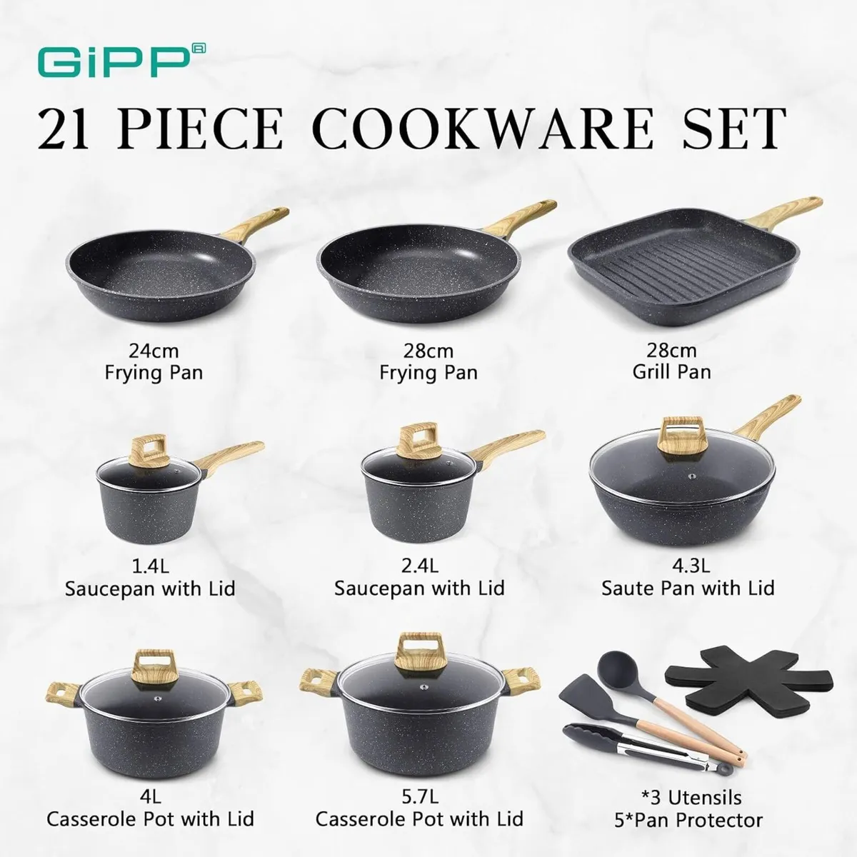 17pcs Pots and Pans Set Non Stick Fryingpan - Image 2