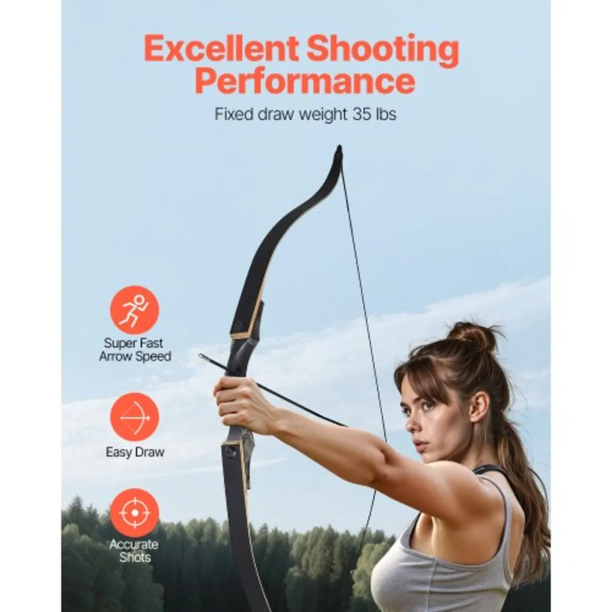 Recurve Bow and Arrows Kit, 60 inch Wooden Takedow - Image 3