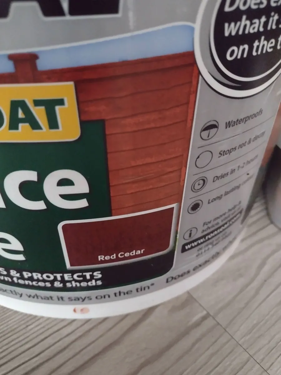 Large unopened bucket Ronseal one coat fence life - Image 2