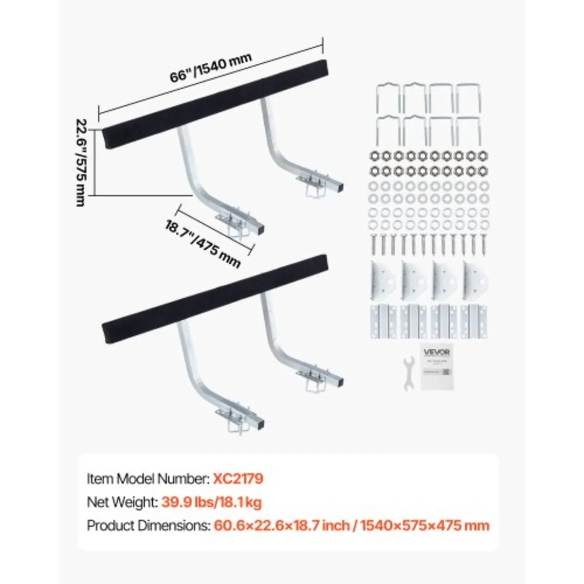 Boat Trailer Guides, 425 mm/475 mm Height Adjustab - Image 2