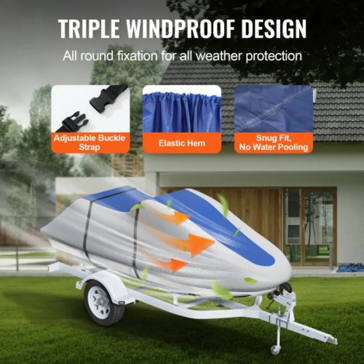 Jet Ski Cover, 3200-3420 mm Trailerable Waterproof - Image 3