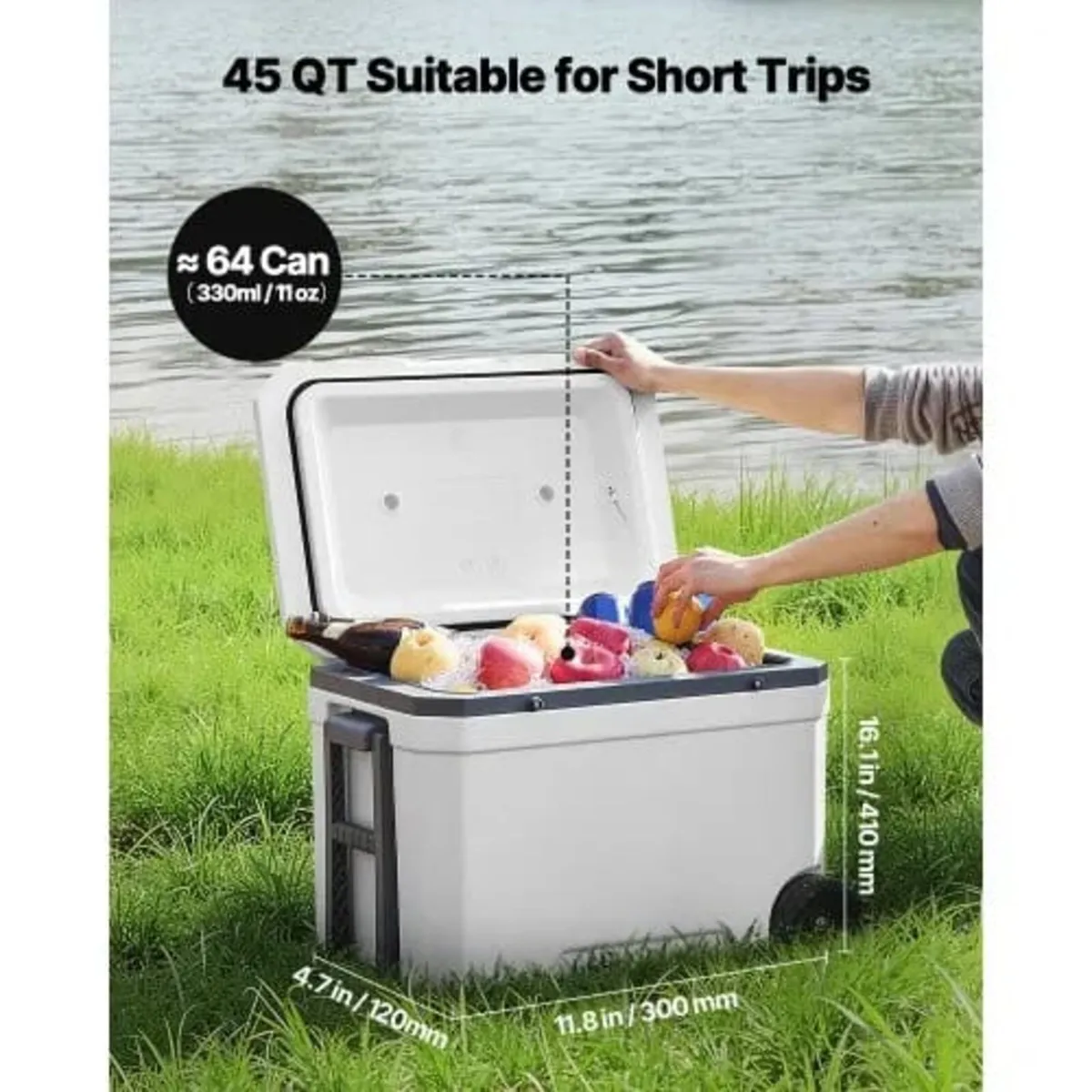 Portable Cooler, 45 QT Wheeled Cooler with Ice Ret - Image 3
