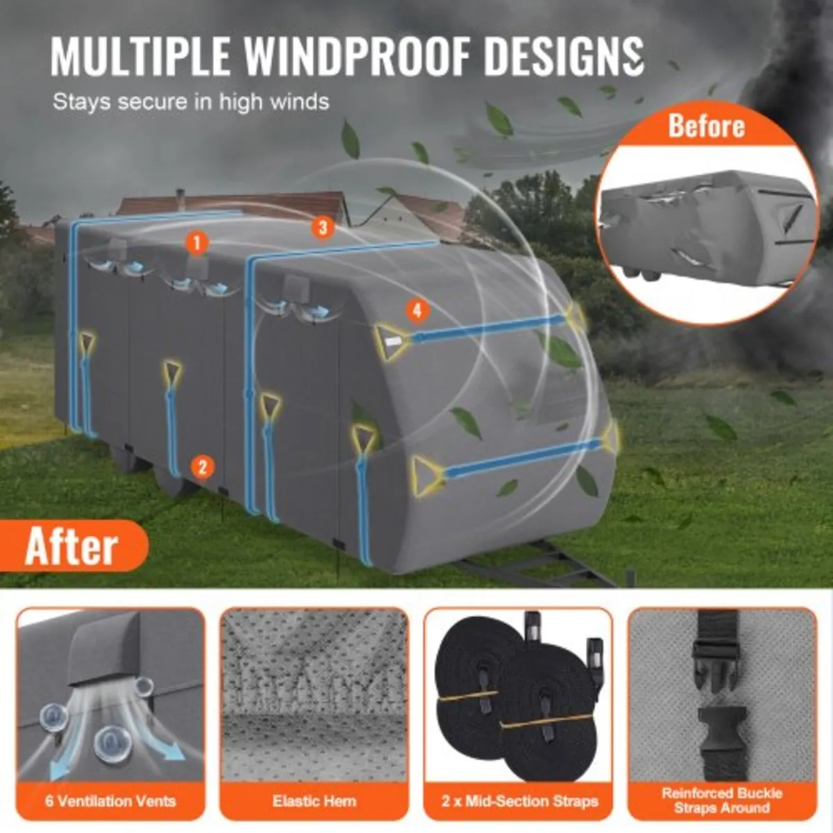 Trailer Travel RV Cover 671.6-731.5 cm Class A Cam - Image 2