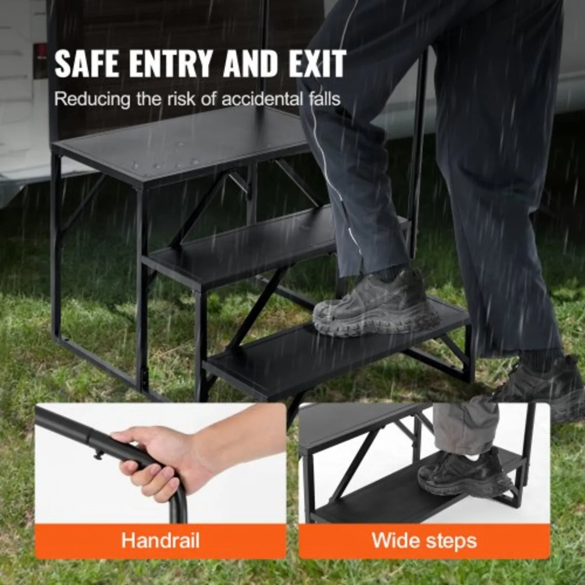 RV Steps, 3-Step RV Stairs, 440 LBS/199.6 kg Load - Image 2