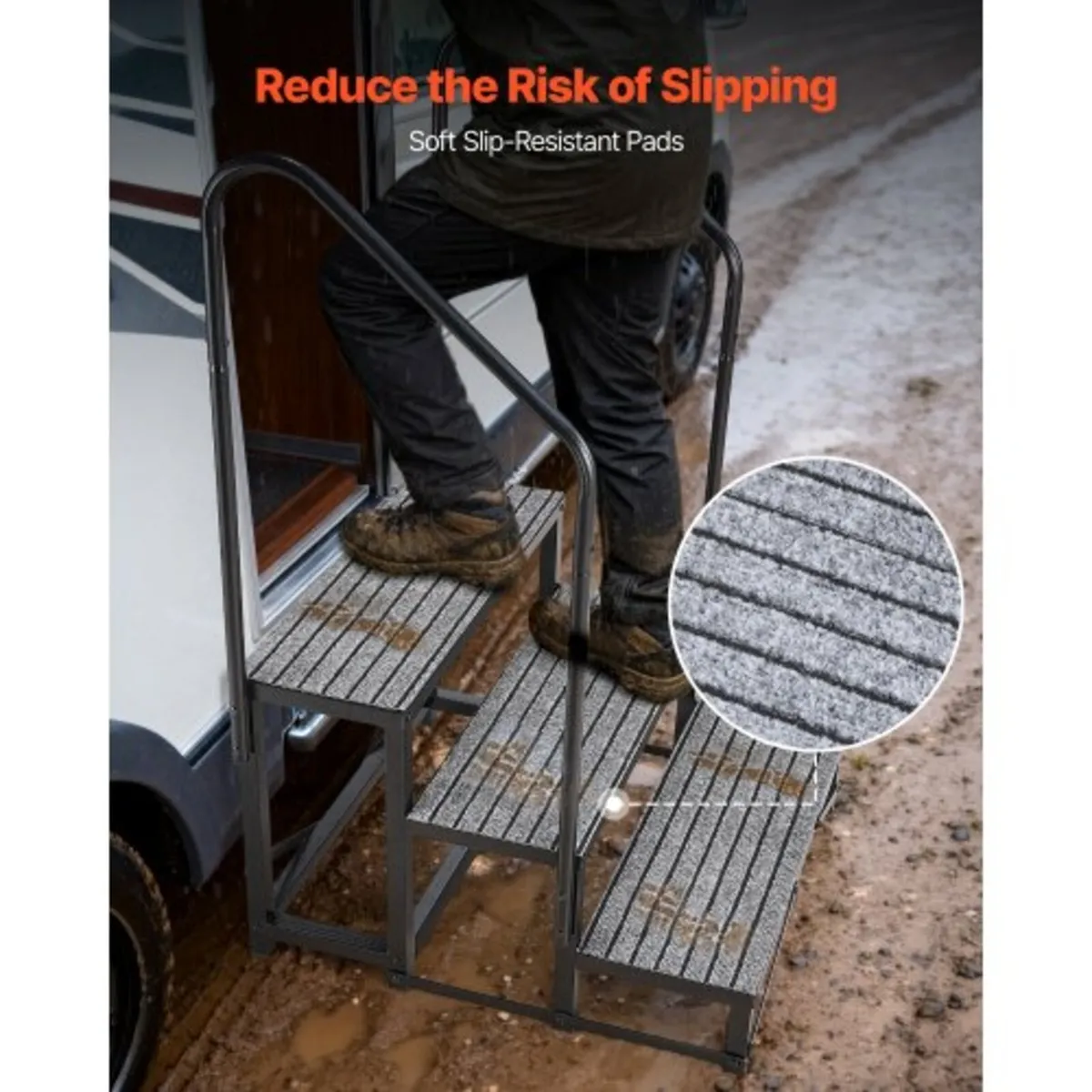 RV Steps with Dual Handrails, 3 Steps, 300 kg Load - Image 2