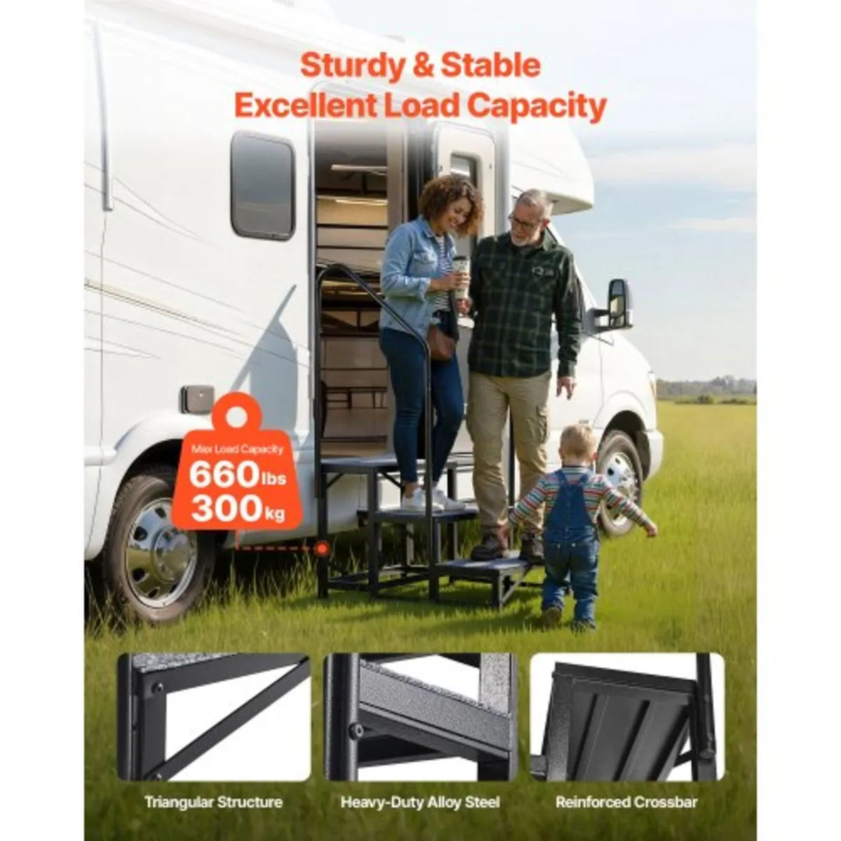 RV Steps with Dual Handrails, 3 Steps, 300 kg Load - Image 4