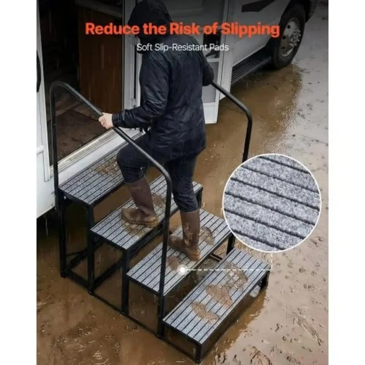 RV Steps with Dual Handrails, 4 Steps, 300 kg Load - Image 4