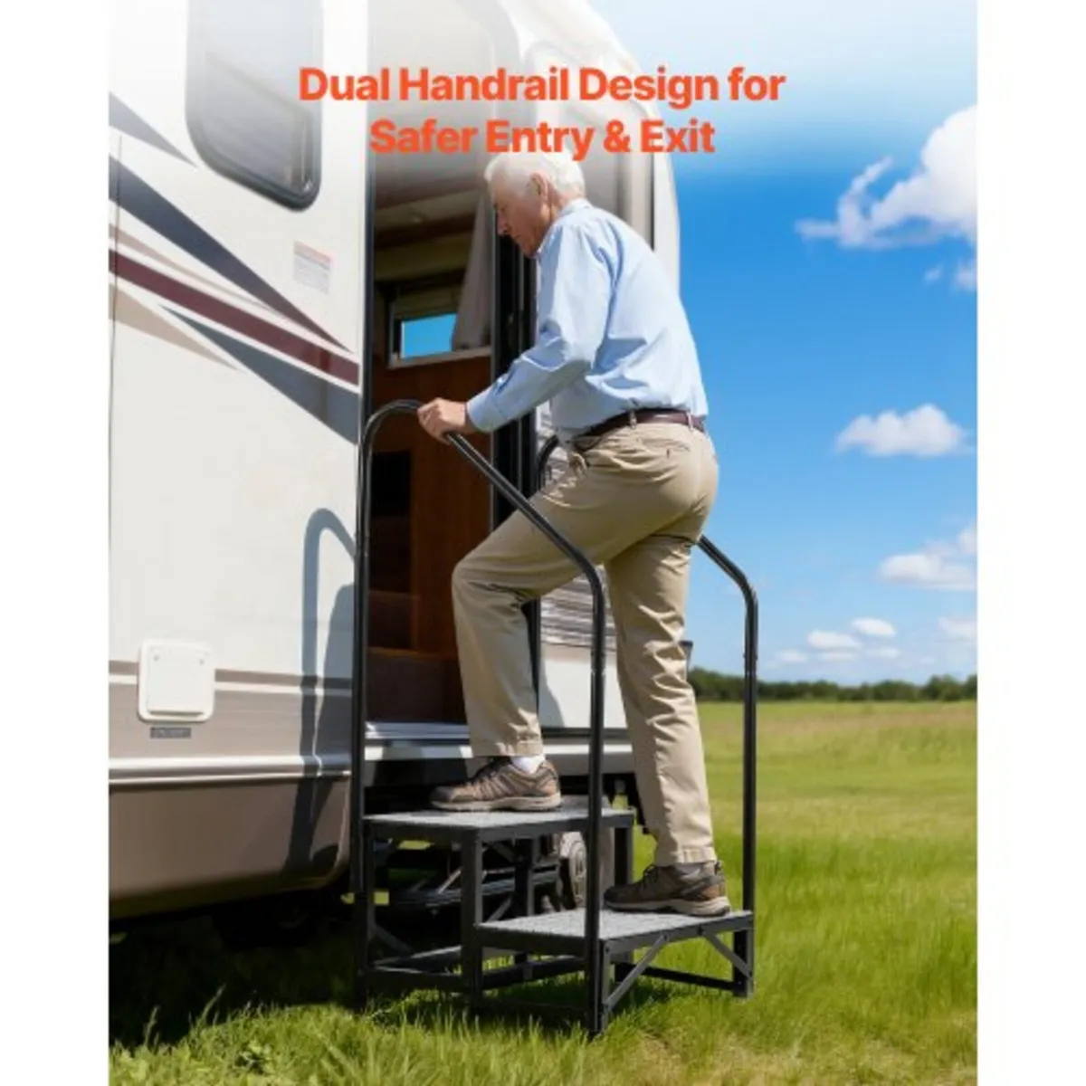RV Steps with Dual Handrails, 2 Steps, 300 kg Load - Image 2