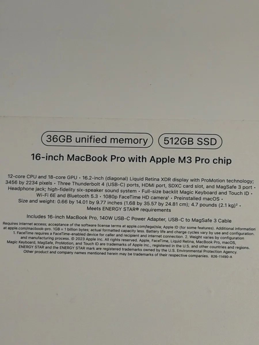 Macbook Pro 16 Inch M3 Pro 36gb Ram 512gb ssd - Image 2