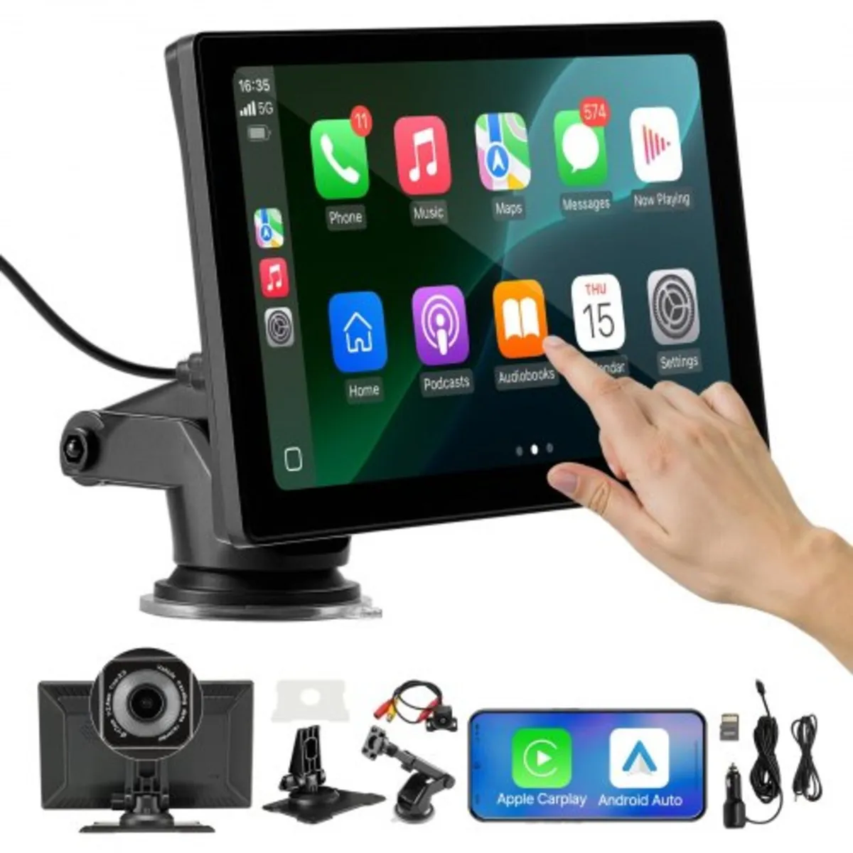 Wireless Car Stereo, 254 mm HD Portable Radio Touc - Image 1