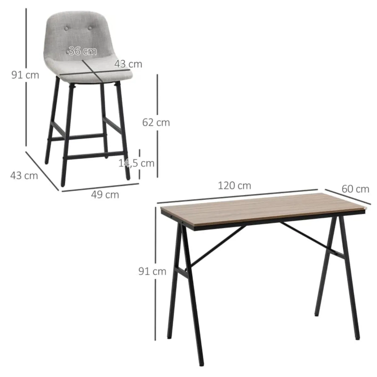 Bar Table with Bar Stools in Industrial Design, Bu - Image 3