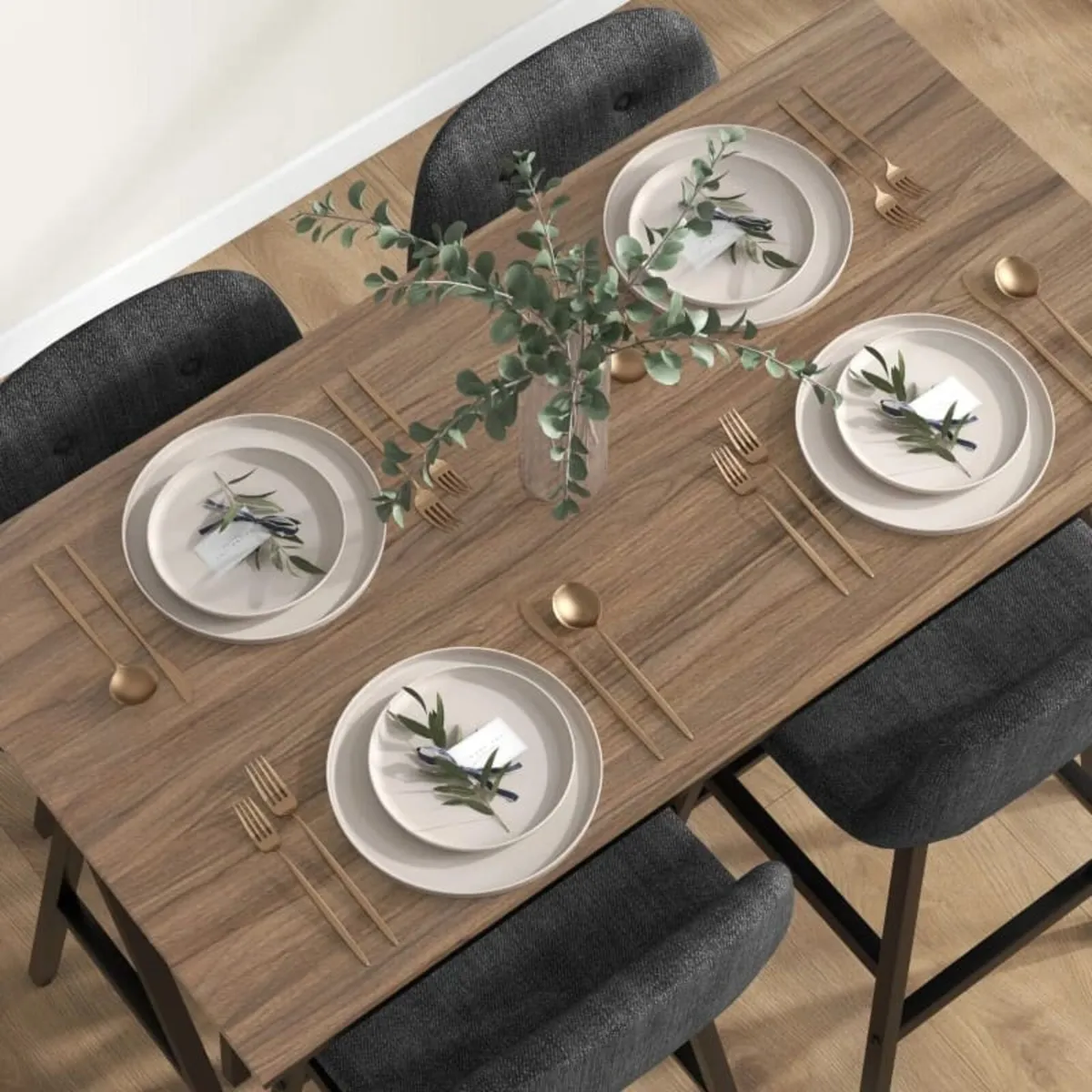 5-piece bar set, table and 4 stools, button tuftin - Image 4