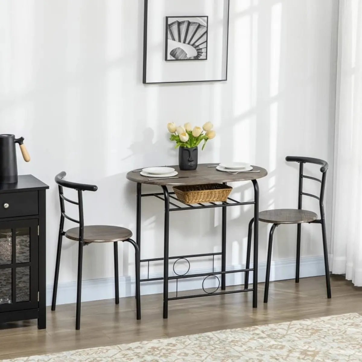 3-Piece Bistro Set, 1 Table, 2 Chairs, 80cm x 53cm - Image 2