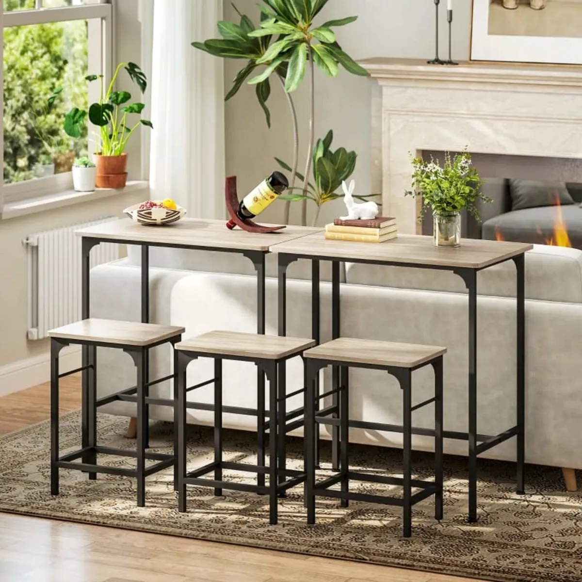 Bar Table Set Bar Table with 2 Bar Stools Dining T - Image 2