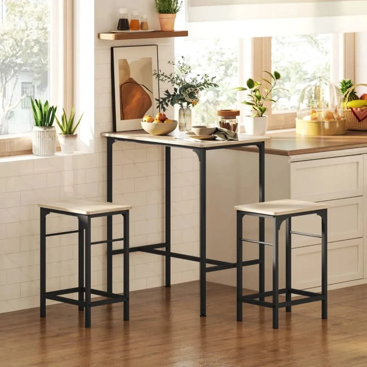 Bar Table Set Bar Table with 2 Bar Stools Dining T - Image 3