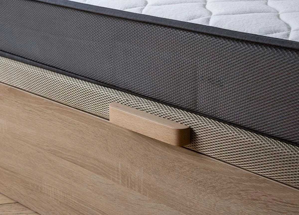 Oak Ottoman Storage Bed Stylish Space, single size - Image 2