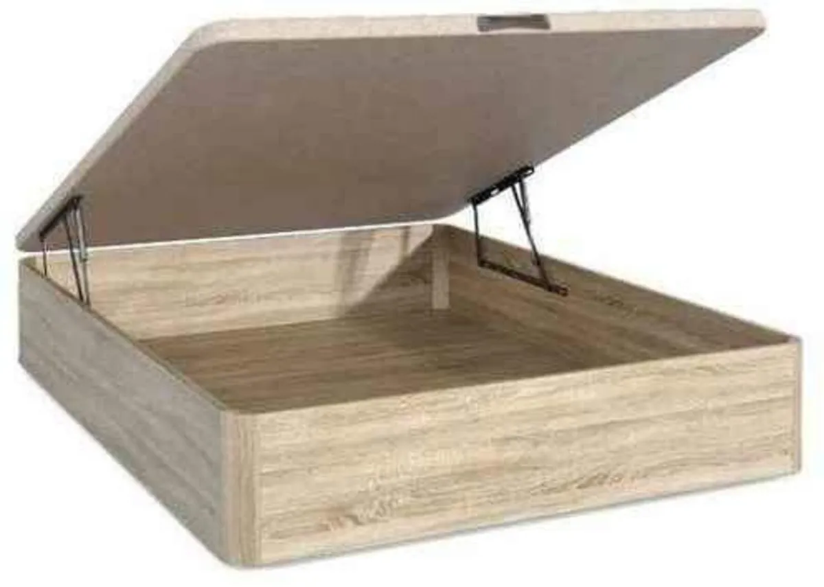 Oak Ottoman Storage Bed Stylish Space, single size - Image 3