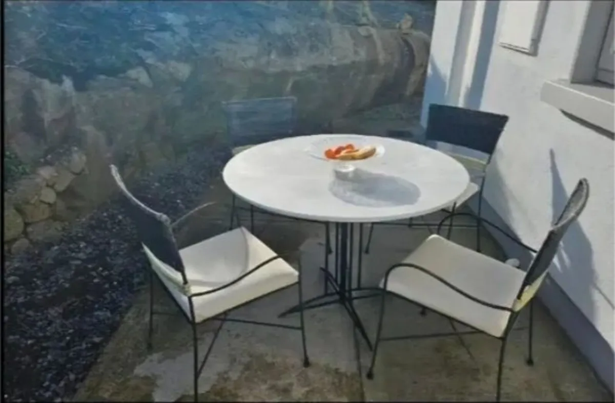 Marble top table + 4 chairs