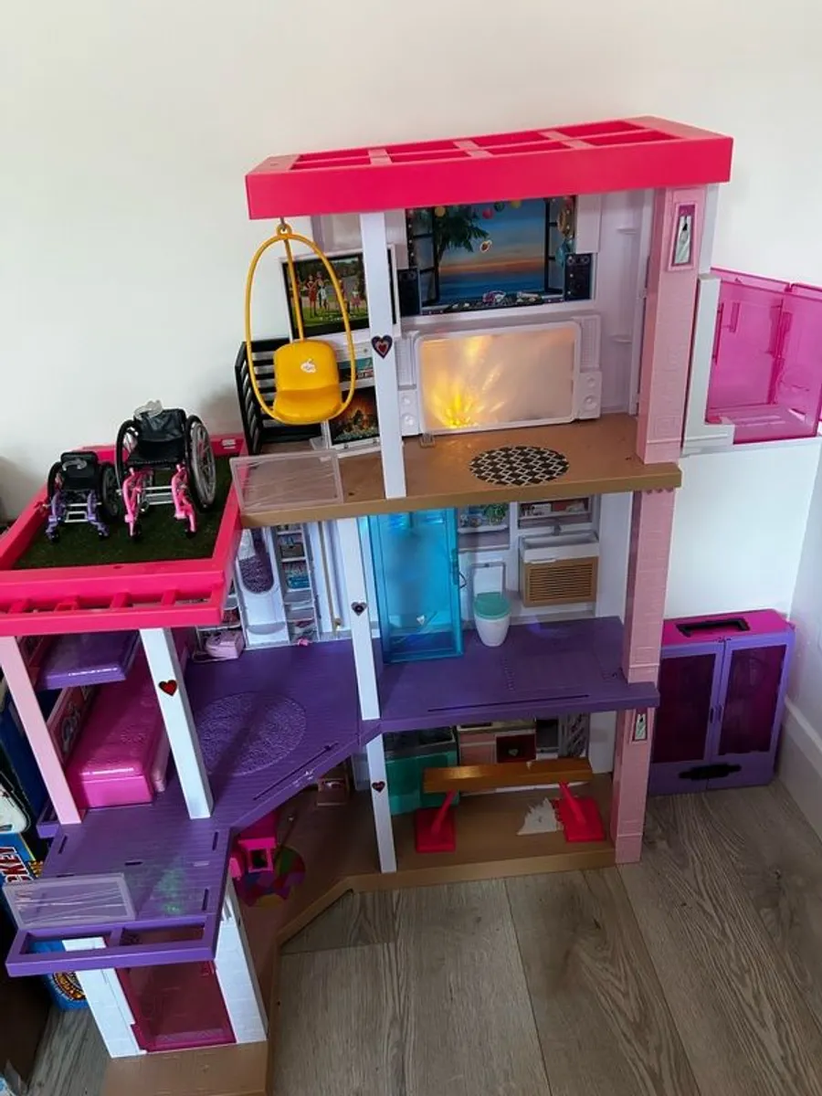 Barbie Dreamhouse and Accessories including Campervan, Aeroplane, Wardrobe and Jeep - Image 2