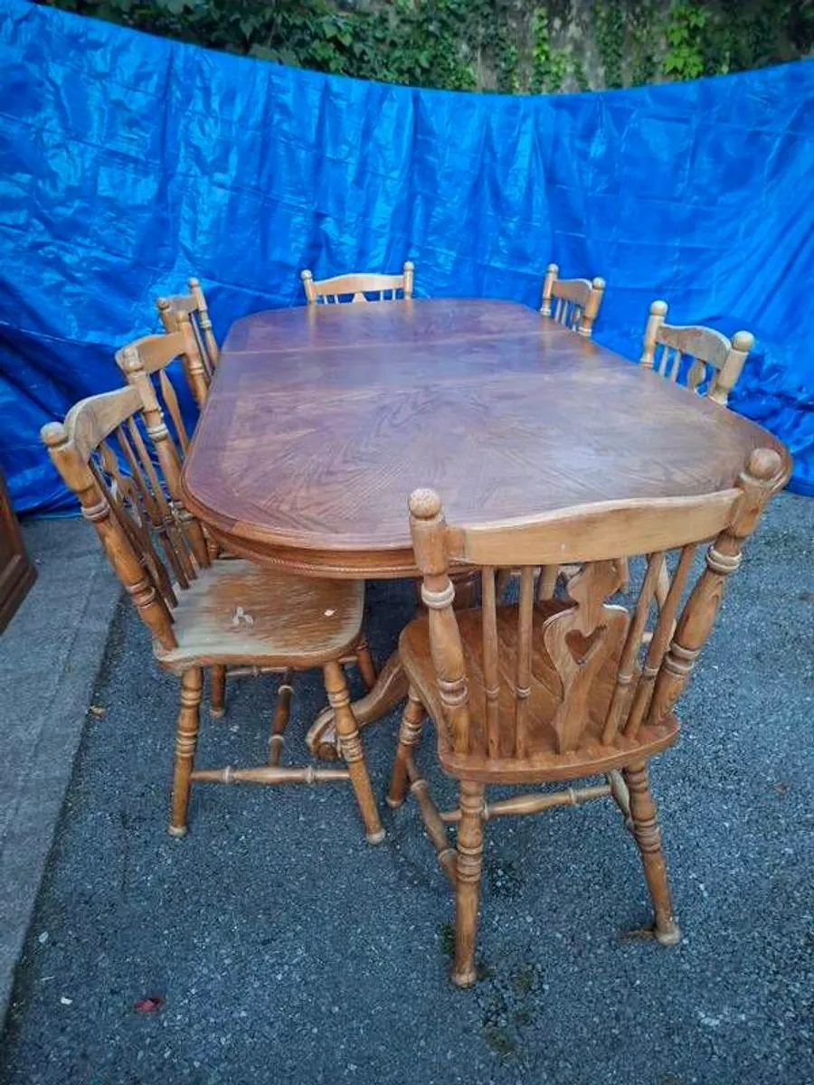 Pine Table with 7 Chairs - Image 1