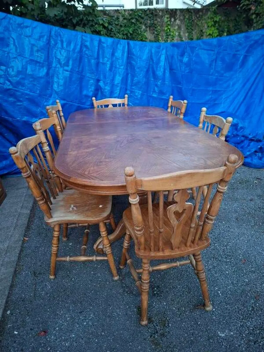 Pine Table with 7 Chairs - Image 3