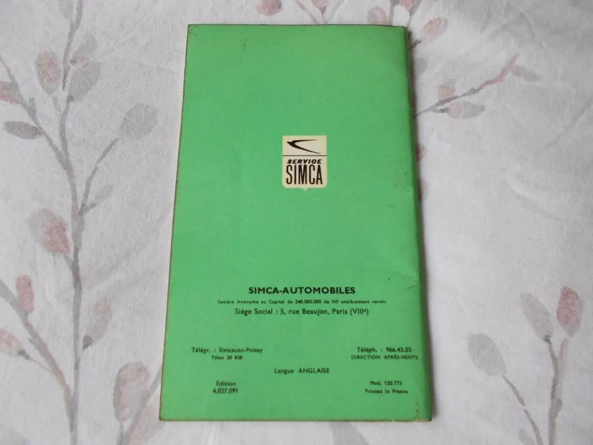 Simca Ariane 1962 Handbook - Image 2