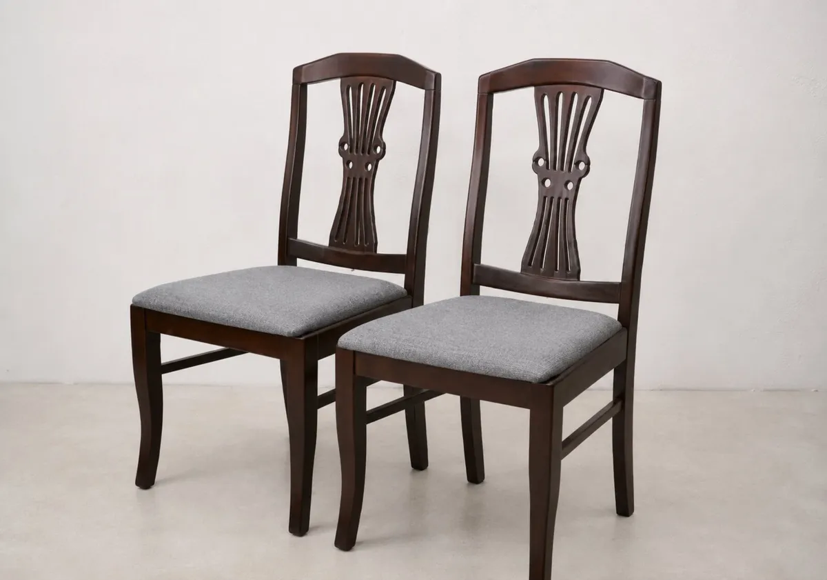 4  solid wooden dining chairs - Image 4