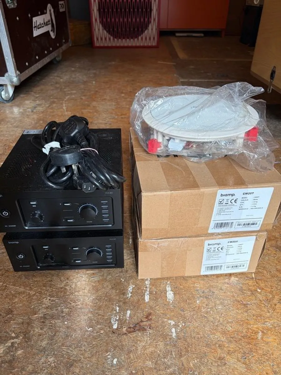 Biamp MA30 paging Amplifiers with speakers. - Image 1