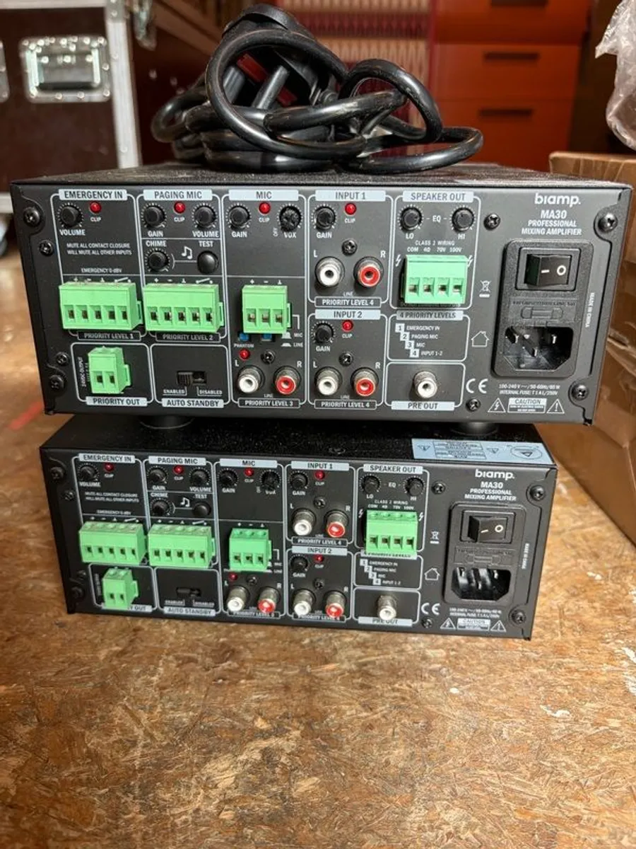 Biamp MA30 paging Amplifiers with speakers. - Image 2