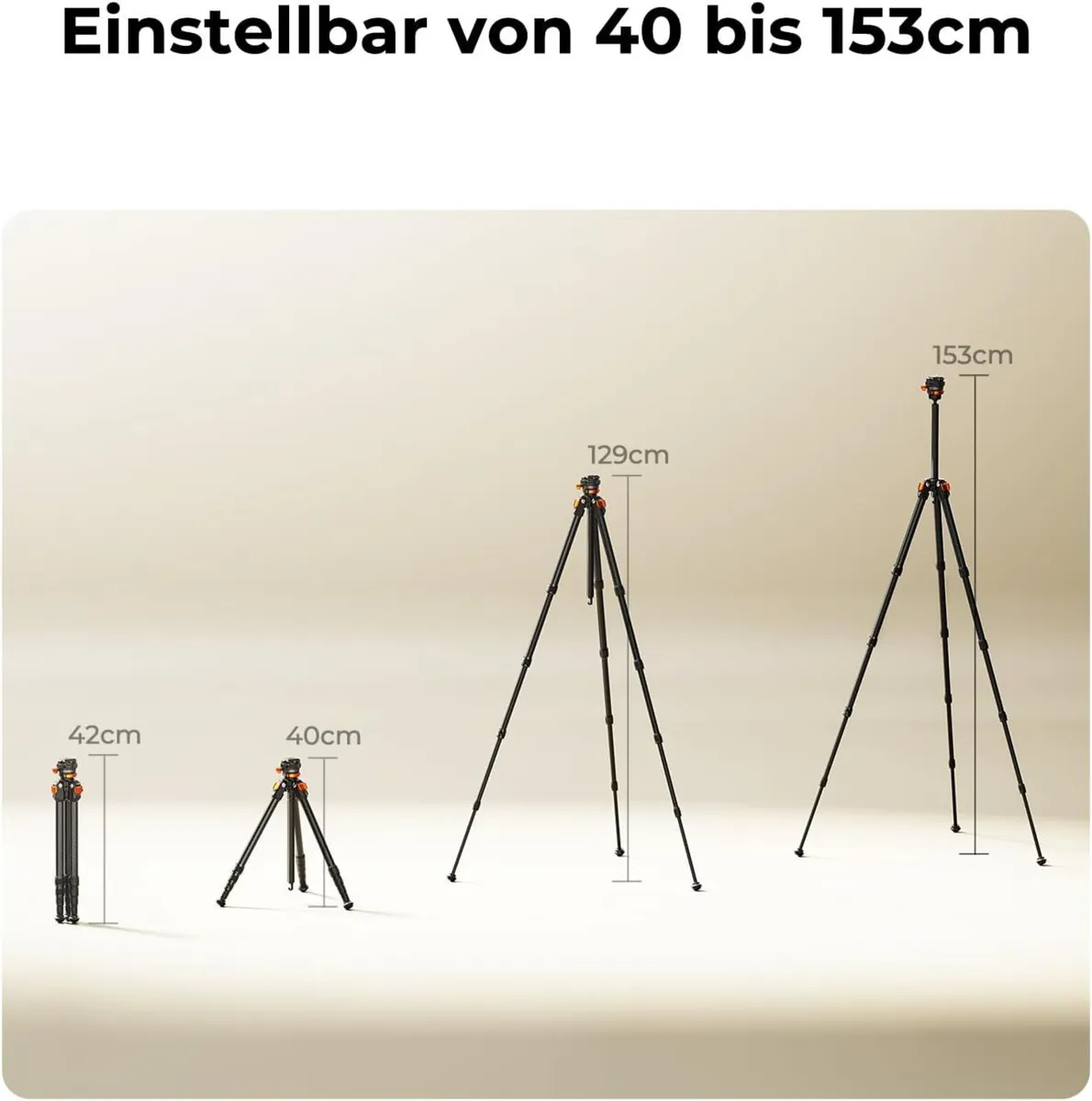 K&F Concept 153cm Carbon Fibre Camera Tripod - Image 2
