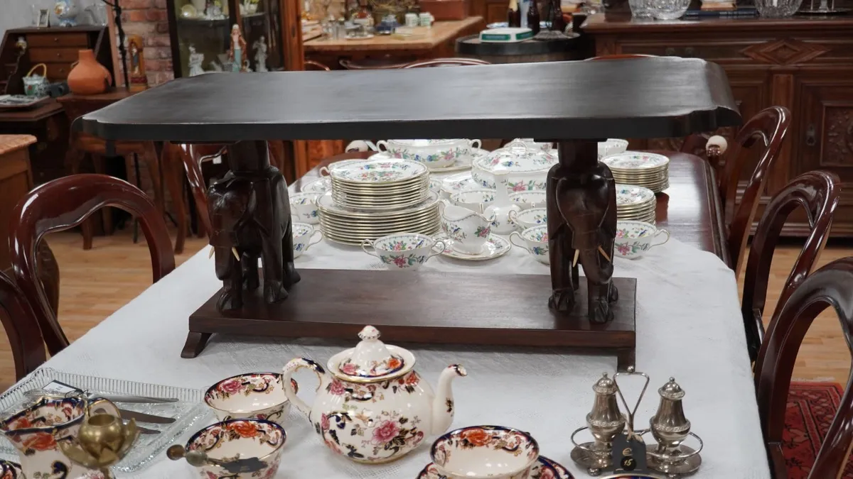 Vintage Carved Elephant Coffee Table - Image 2