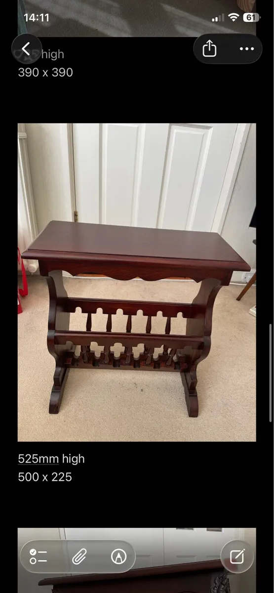 Mahogany Side Table with Magazine Rack
