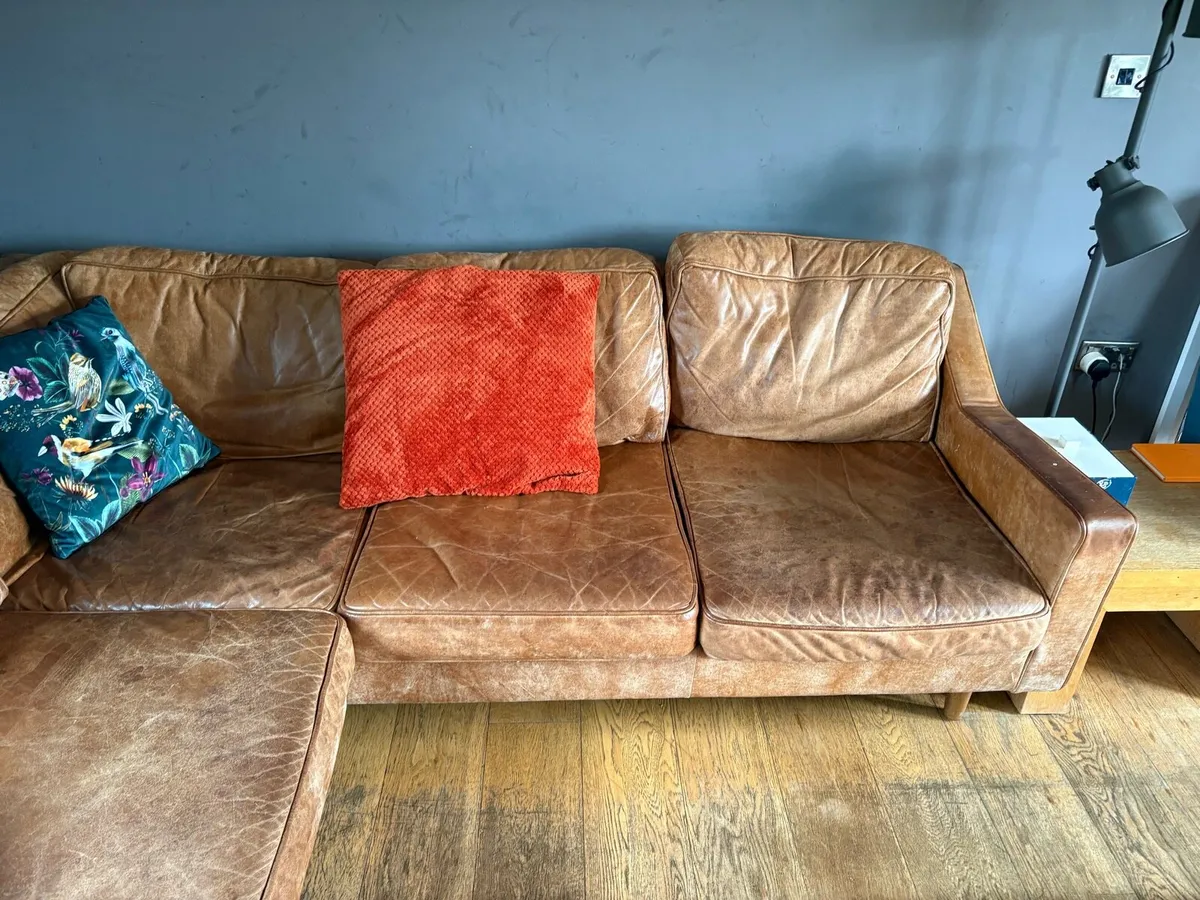Tan leather corner sofa - Image 3
