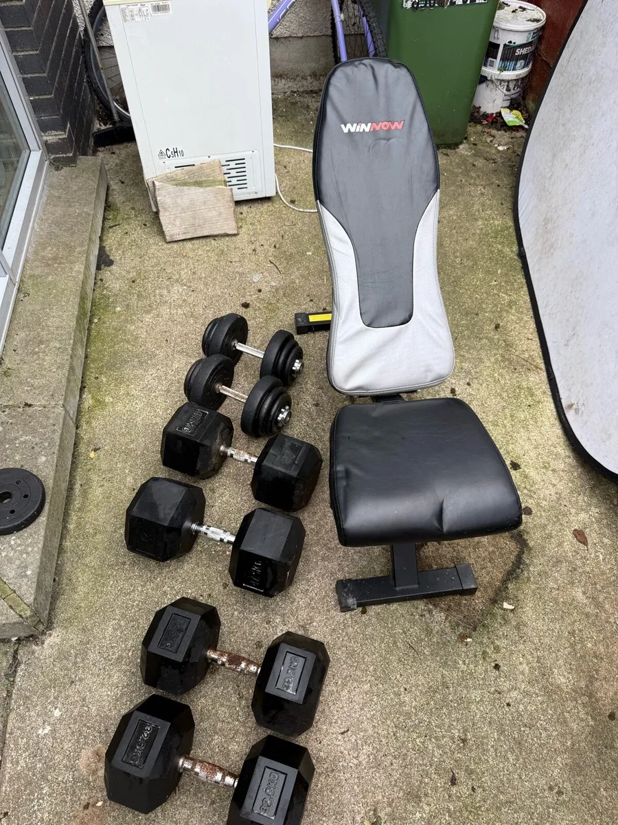 Home Gym Setup – 176kg Dumbbells & Bench - Image 1