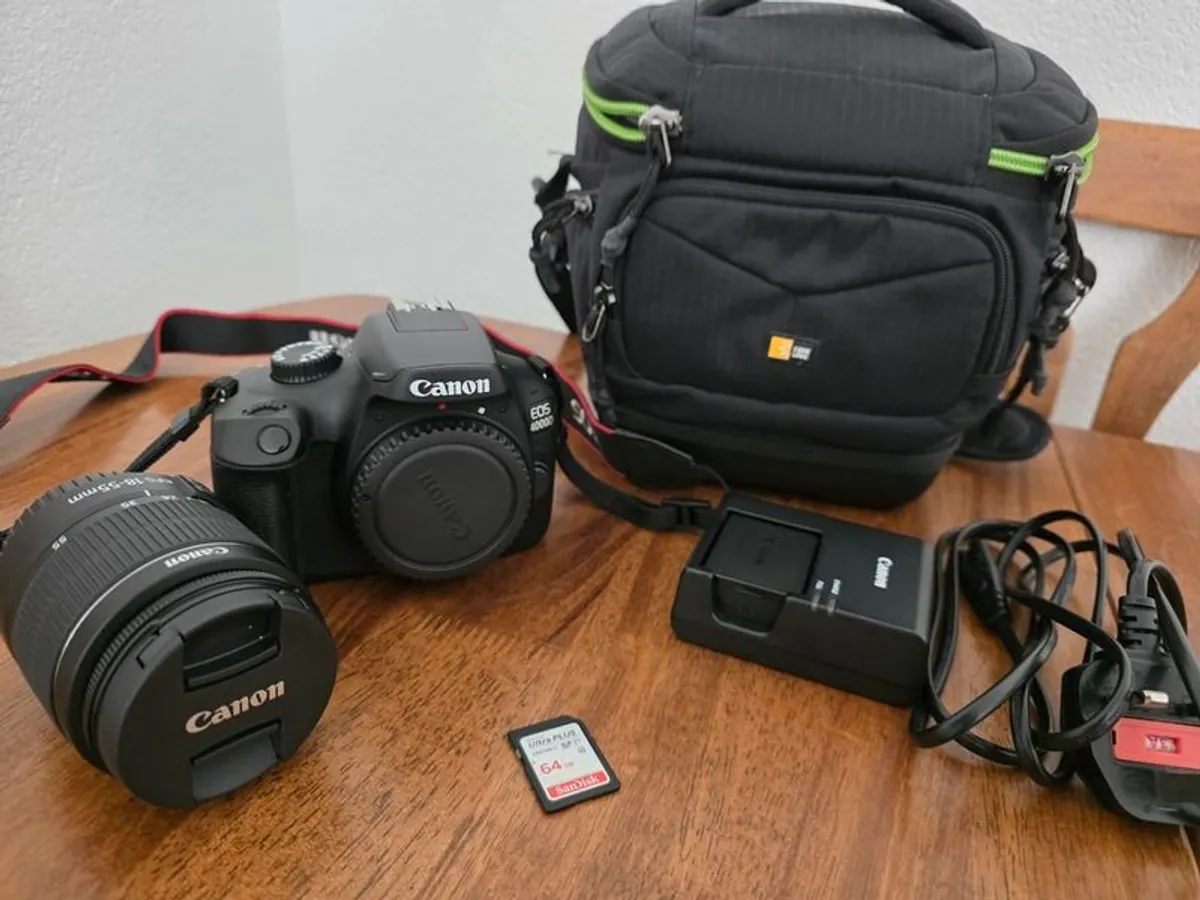 Canon EOS 4000D DSLR 18-55mm Lens with Bag and Accessories - Image 1