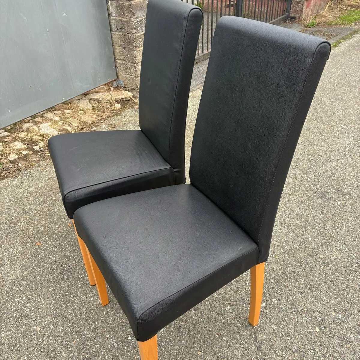 Two Italian Black leather kitchen chairs - Image 2