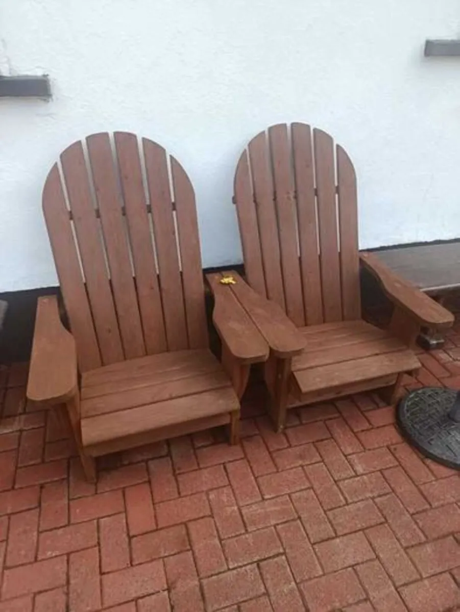 2 handmade wooden Adirondack garden chairs - Image 1