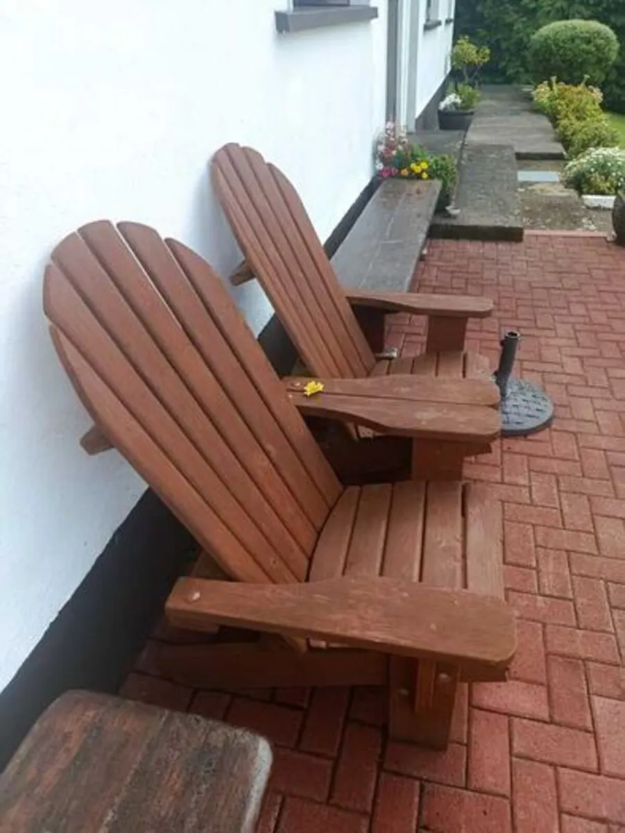 2 handmade wooden Adirondack garden chairs - Image 3