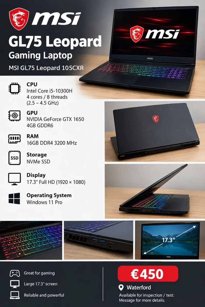MSI GL75 Leopard Gaming Laptop - Image 1