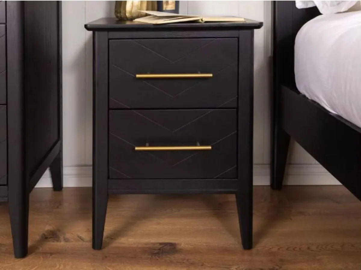 Black Oak Bedside Lockers x 2 + Wardrobe - Image 1