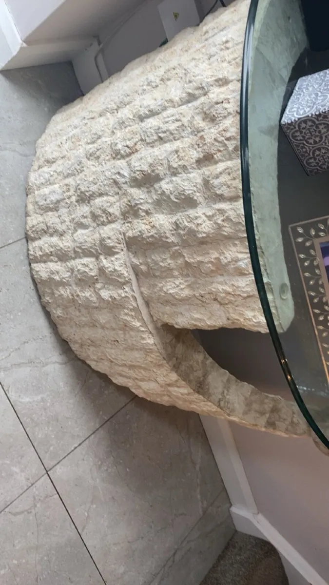 Beautiful unique stone table with glass top - Image 1