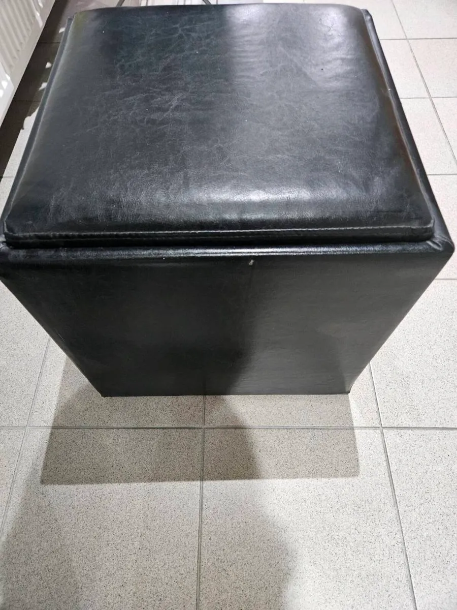 Faux leather storage pouffe - Image 1