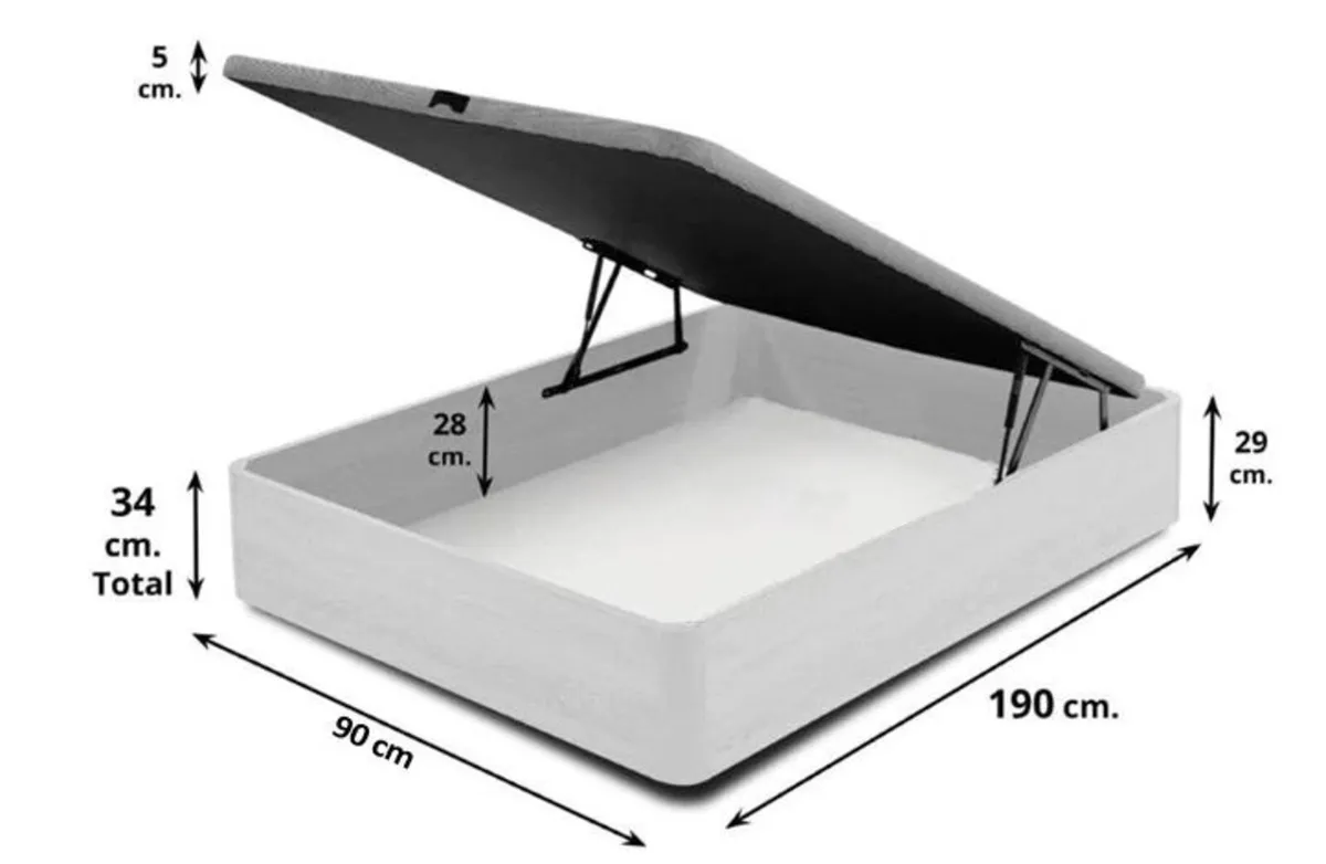 Oak Ottoman Storage Bed Stylish Space, single size - Image 4